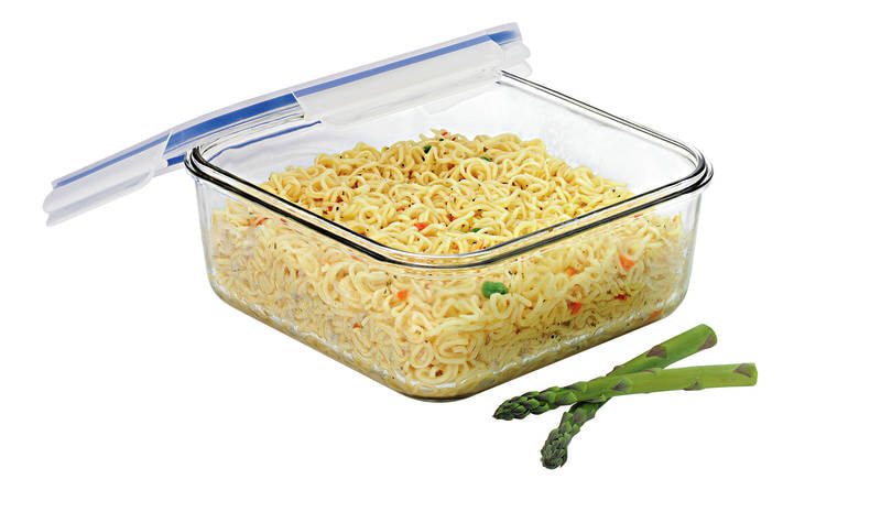 GLASSLOCK Square Tempered Glass Food Container - 211 x 211 x 81mm ...